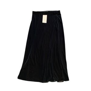 Zara Skirt Womens Extra Small Charcoal Velvet Autumn Elastic Waist Pull On Midi